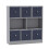 URBN Living (Grey Bookcase, Navy Blue Drawer) Asymmetrical 8 Cube Bookcase Shelf Storage Unit with 6 Fabric Drawer Inserts 2