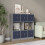 URBN Living (Grey Bookcase, Navy Blue Drawer) Asymmetrical 8 Cube Bookcase Shelf Storage Unit with 6 Fabric Drawer Inserts 4