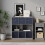 URBN Living (Grey Bookcase, Navy Blue Drawer) Asymmetrical 8 Cube Bookcase Shelf Storage Unit with 6 Fabric Drawer Inserts 5