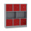 URBN Living (Grey Bookcase, Red Drawer) Asymmetrical 8 Cube Bookcase Shelf Storage Unit with 6 Fabric Drawer Inserts 2