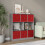 URBN Living (Grey Bookcase, Red Drawer) Asymmetrical 8 Cube Bookcase Shelf Storage Unit with 6 Fabric Drawer Inserts 4