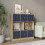URBN Living (Oak Bookcase, Navy Blue Drawer) Asymmetrical 8 Cube Bookcase Shelf Storage Unit with 6 Fabric Drawer Inserts 4
