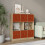 URBN Living (Oak Bookcase, Orange Drawer) Asymmetrical 8 Cube Bookcase Shelf Storage Unit with 6 Fabric Drawer Inserts 4