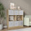 URBN Living (Oak Bookcase, White Drawer) Asymmetrical 8 Cube Bookcase Shelf Storage Unit with 6 Fabric Drawer Inserts 4