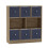 URBN Living (Oak Bookcase, Navy Blue Drawer) Asymmetrical 8 Cube Bookcase Shelf Storage Unit with 6 Fabric Drawer Inserts 2