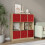 URBN Living (Oak Bookcase, Red Drawer) Asymmetrical 8 Cube Bookcase Shelf Storage Unit with 6 Fabric Drawer Inserts 4
