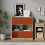 URBN Living (Oak Bookcase, Orange Drawer) Asymmetrical 8 Cube Bookcase Shelf Storage Unit with 6 Fabric Drawer Inserts 5