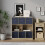 URBN Living (Oak Bookcase, Navy Blue Drawer) Asymmetrical 8 Cube Bookcase Shelf Storage Unit with 6 Fabric Drawer Inserts 5