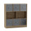 URBN Living (Oak Bookcase, Light Grey Drawer) Asymmetrical 8 Cube Bookcase Shelf Storage Unit with 6 Fabric Drawer Inserts 2