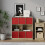 URBN Living (Oak Bookcase, Red Drawer) Asymmetrical 8 Cube Bookcase Shelf Storage Unit with 6 Fabric Drawer Inserts 5