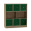 URBN Living (Oak Bookcase, Green Drawer) Asymmetrical 8 Cube Bookcase Shelf Storage Unit with 6 Fabric Drawer Inserts 2