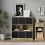 URBN Living (Oak Bookcase, Black Drawer) Asymmetrical 8 Cube Bookcase Shelf Storage Unit with 6 Fabric Drawer Inserts 5