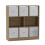 URBN Living (Oak Bookcase, White Drawer) Asymmetrical 8 Cube Bookcase Shelf Storage Unit with 6 Fabric Drawer Inserts 2