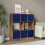 URBN Living (Rustic Brown Bookcase, Royal Blue Drawer) Asymmetrical 8 Cube Bookcase Shelf Storage Unit with 6 Fabric Drawer Inserts 4