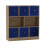URBN Living (Oak Bookcase, Royal Blue Drawer) Asymmetrical 8 Cube Bookcase Shelf Storage Unit with 6 Fabric Drawer Inserts 2