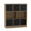 URBN Living (Oak Bookcase, Black Drawer) Asymmetrical 8 Cube Bookcase Shelf Storage Unit with 6 Fabric Drawer Inserts 2