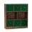 URBN Living (Rustic Brown Bookcase, Green Drawer) Asymmetrical 8 Cube Bookcase Shelf Storage Unit with 6 Fabric Drawer Inserts 2