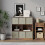 URBN Living (Rustic Brown Bookcase, Beige Drawer) Asymmetrical 8 Cube Bookcase Shelf Storage Unit with 6 Fabric Drawer Inserts 5