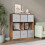 URBN Living (Rustic Brown Bookcase, White Drawer) Asymmetrical 8 Cube Bookcase Shelf Storage Unit with 6 Fabric Drawer Inserts 4