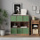 URBN Living (Rustic Brown Bookcase, Pastel Green Drawer) Asymmetrical 8 Cube Bookcase Shelf Storage Unit with 6 Fabric Drawer Inserts 5