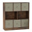 URBN Living (Rustic Brown Bookcase, Beige Drawer) Asymmetrical 8 Cube Bookcase Shelf Storage Unit with 6 Fabric Drawer Inserts 2
