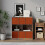 URBN Living (Rustic Brown Bookcase, Orange Drawer) Asymmetrical 8 Cube Bookcase Shelf Storage Unit with 6 Fabric Drawer Inserts 5