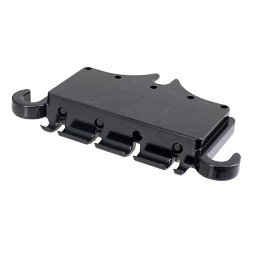 Black Zinc Alloy 3-Point 4-String Bass Bridge Tailpiece with Height-Adjustable Posts 1