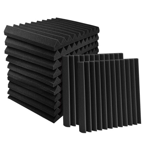 Pacote com 24 painéis de espuma acústica 1 x 12 x 12 polegadas para gravação de teto