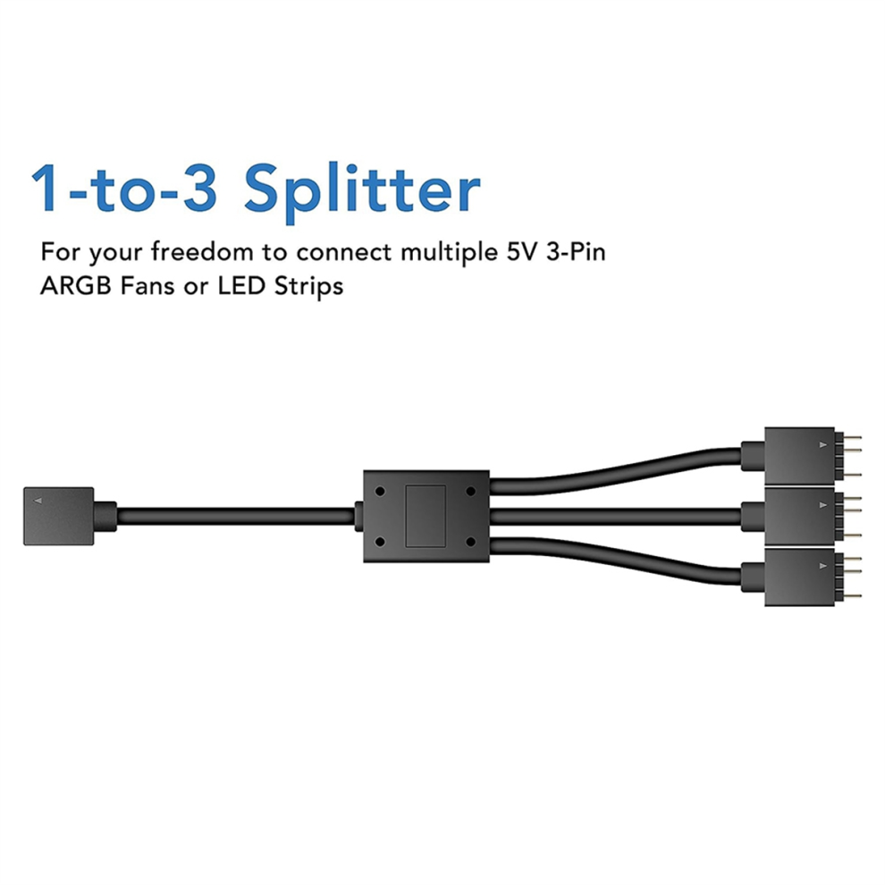 Adaptateur ADD-RGB 5 V/3 broches vers 12 V/4 broches avec répartiteur 3 voies