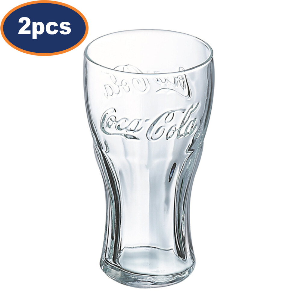Coca Cola Contour Highball Drinking Glass 390ml Clear Round Dishwasher Safe 2Pcs