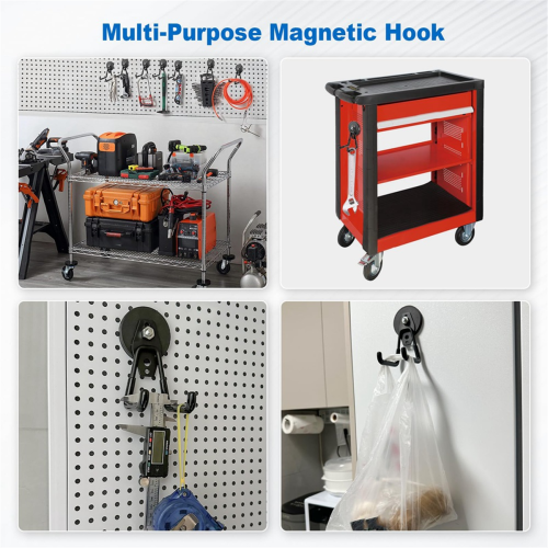 Large Heavy-Duty Magnetic Garage Hooks Anti-Scratch Rubber Coating 2