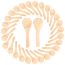 50 Pieces Small Wooden Spoons Condiments Spoons(Light Brown)