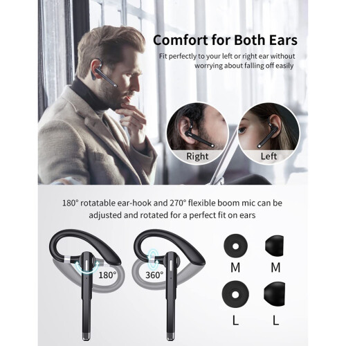 Wireless Bluetooth Headset Hands Free Single Mic for Office/Driving A 2