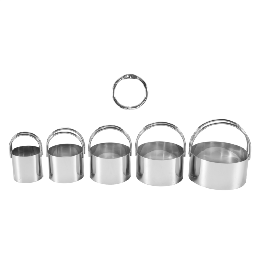 5 Pcs Biscuit Cutter with Handle - Stainless Steel Round Circle Donut 2
