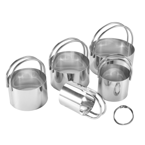 5 Pcs Biscuit Cutter with Handle - Stainless Steel Round Circle Donut 1