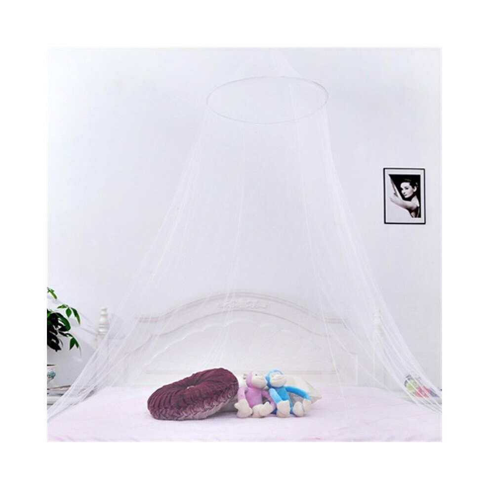 (White)Moustiquaire Rideaux de Lit Auvent Rond Insecte Rejet Filet Dôme Lit Tente