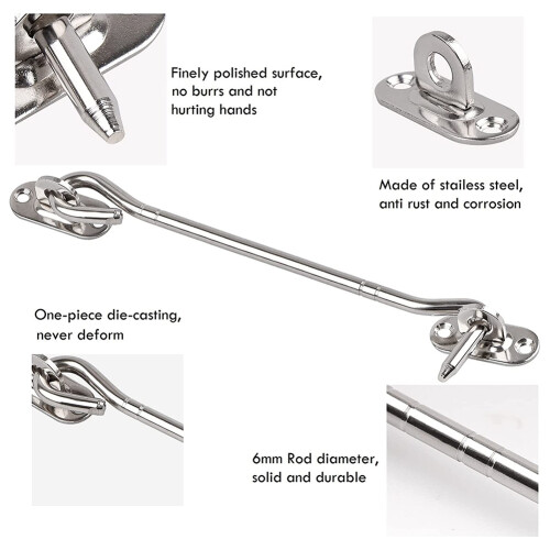 2 Pcs Cabin Hook (8 Inch) with Screws - for Shutter Shed Window 2