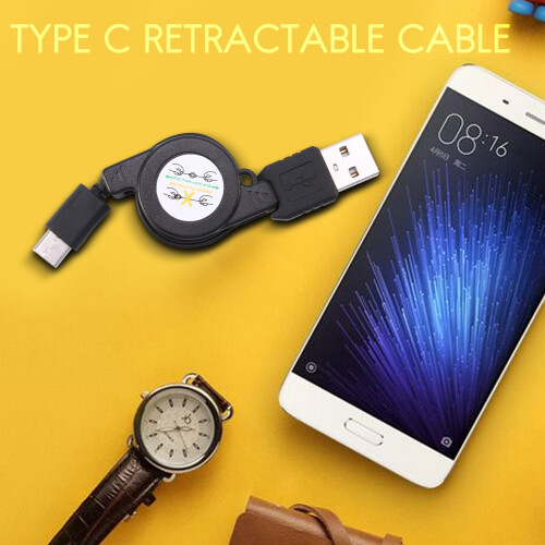Câble rétractable USB Type-C USB 3.1 pour chargeur de type C Noir 1