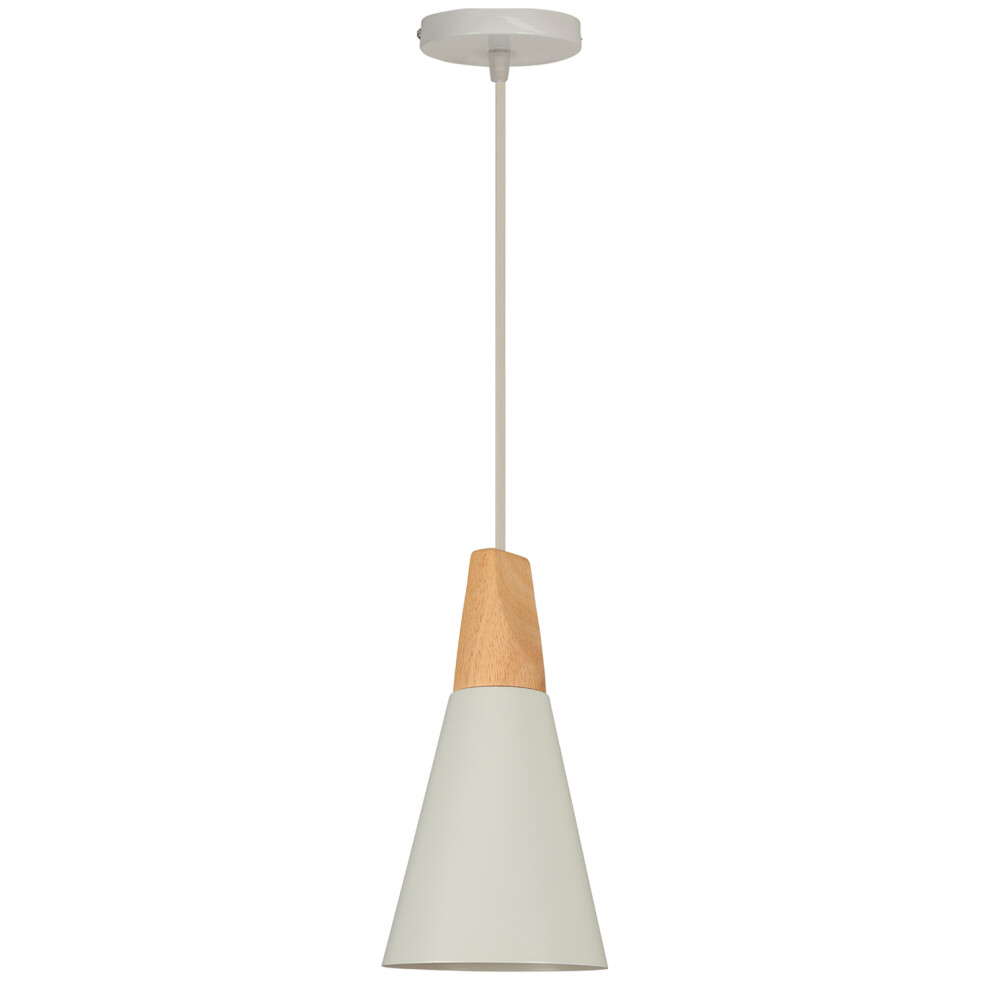 Modern Pendant Light White, Metal and Wooden Lamp Shade, Nordic Hanging Light Contemporary Style Pendant Lamp Retro Hanging Lamp Bulb Not Included-image-OPC-P8BPY7S-NEW