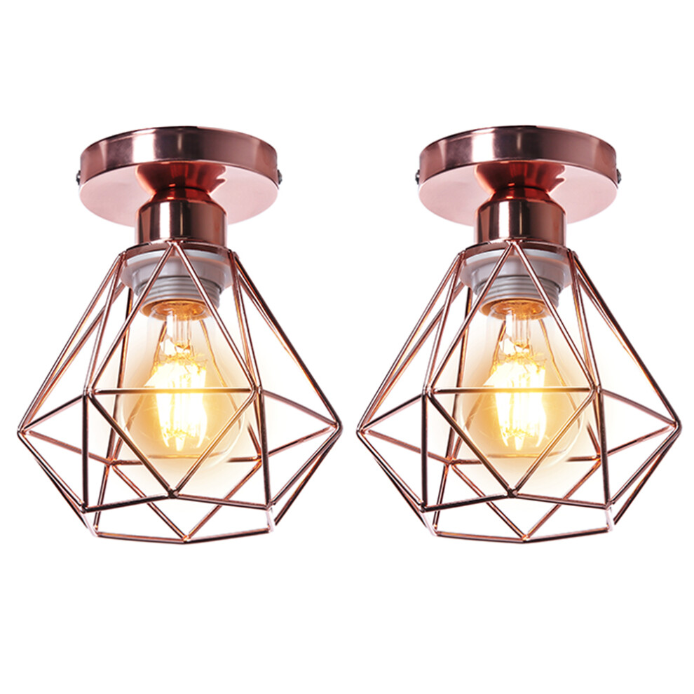 2PCS-Modern Vintage Ceiling Lamp Ã16CM Metal Iron Ceiling Light, Minimalist Chandelier Retro Rose Gold Indoor Ceiling Light for Bedroom Hallway CafÃ©-image-OPC-PBB6TFJ-NEW