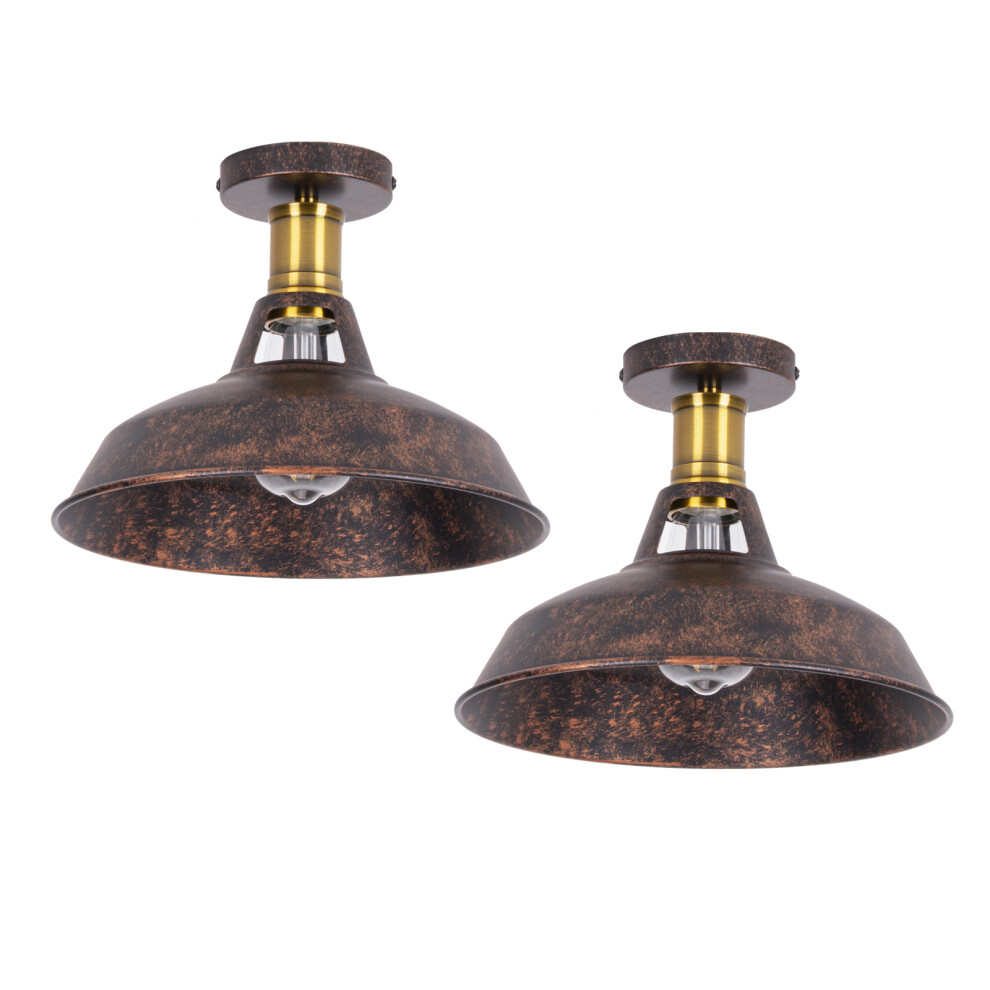 (2X) Vintage Retro Ceiling Light Metal Iron Ceiling Lamp Industrial Style Ceiling Light E27 Socket for Indoor Lighting Cafe Bedroom-image-OPC-PB9XVMN-NEW