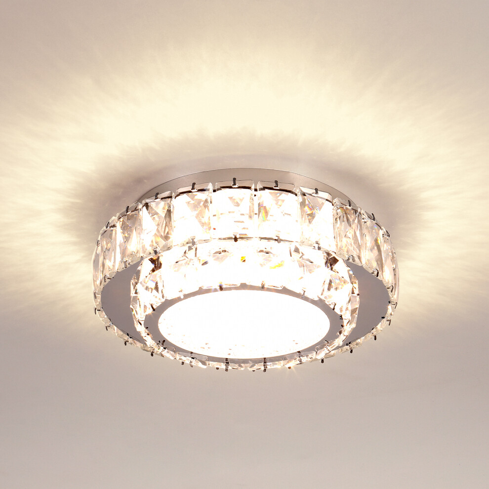 Stoex 25Cm Led Ceiling Lamp Crystal Chandelier Modern Ceiling For Bedroom, Living Room, Kitchen, 4500K Light