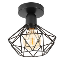 Vintage Ceiling Lamp Ø20CM Retro Ceiling Light E27 Metal Lampshade Indoor Ceiling Light (Black) for Living Room Kitchen Bedroom