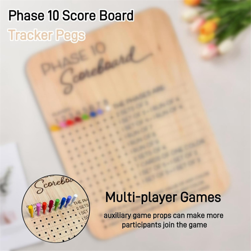 Phase 10 Score Board, Round Tracker for Phase 10 Card Game 2