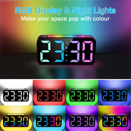 ΝΕΟ Ισχυρές Δονήσεις RGB Ψηφιακό Ξυπνητήρι με Φωτισμό Διάθεσης 2