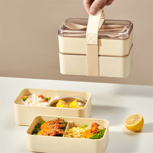 with Tableware,Double-Layer Microwave Safe Lunch Box 2