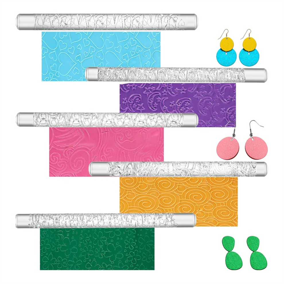5 Pieces Polymer Clay Texture Rollers For Earring Making 4852133304304