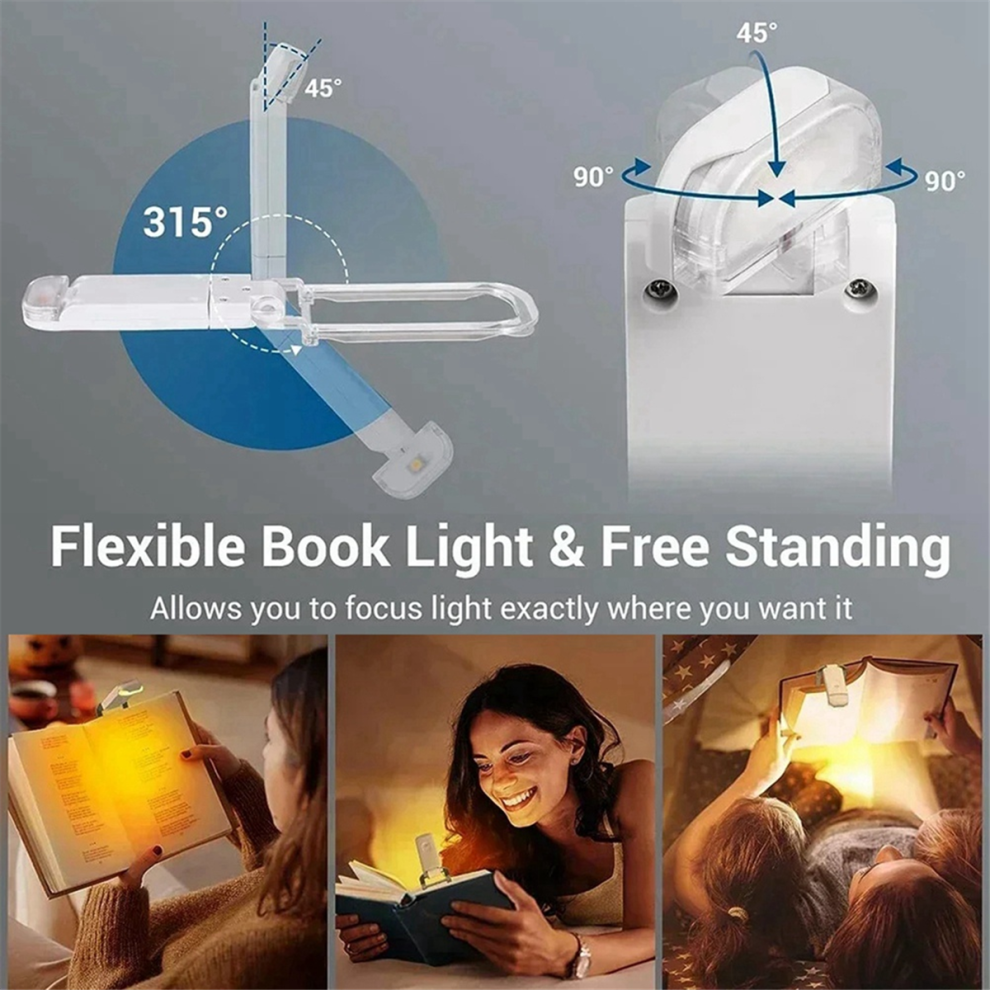 Mini lampe de lecture rechargeable avec clip et marque-page, D