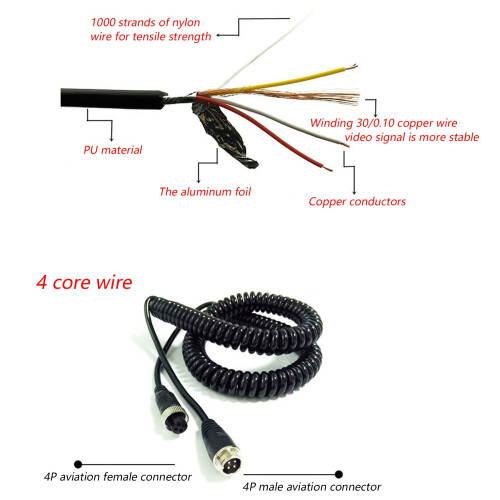 Câble d'extension à 4 broches pour caméra arrière de voiture (8 m) 2