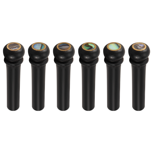 6Pcs Black Ebony Shell Guitar Bridge Bone Pins Set with Abalone Dot